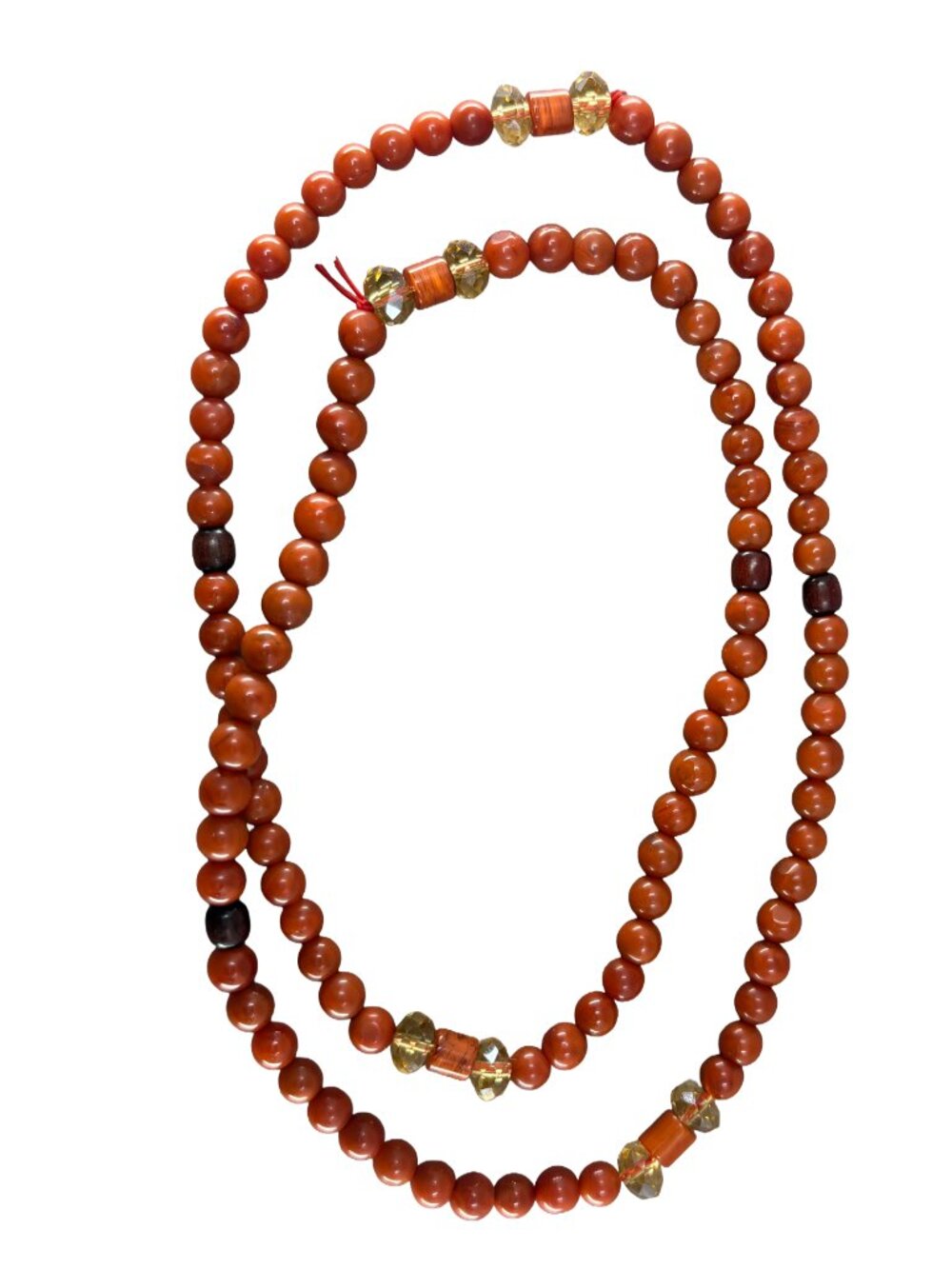 Natural Nanhong Agate 7mm Beaded Necklace 27" 40.3 g